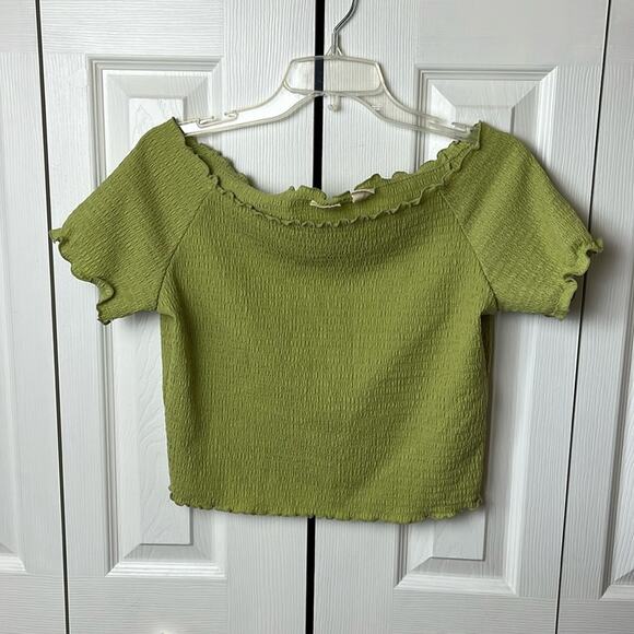 Levi’s Off Shoulder Crop Top Green Large - Picture 1 of 8